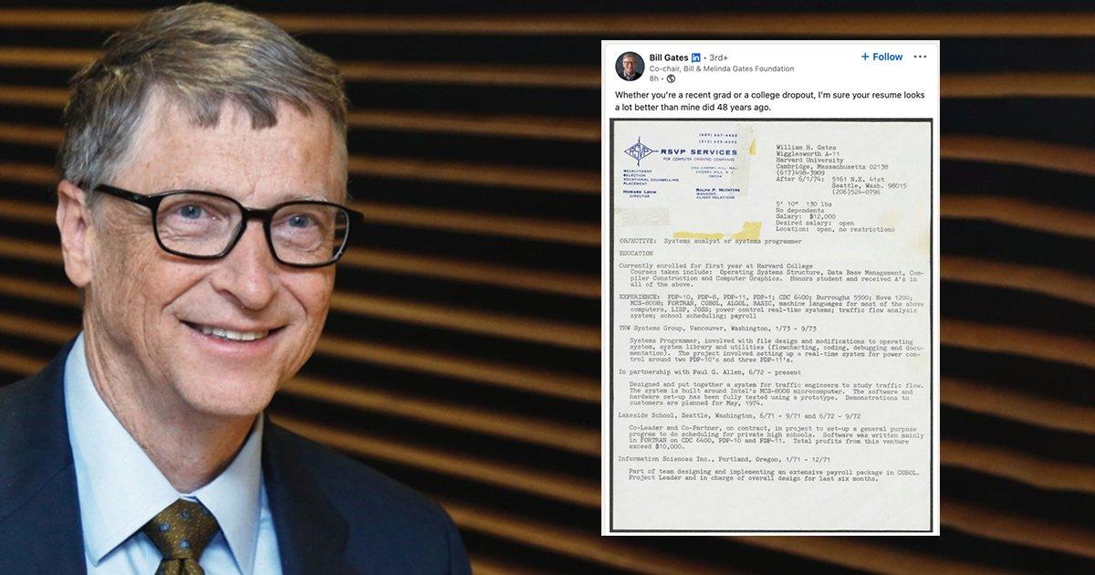 बिल गेट्स का 48 साला पुराना Resume हुआ Viral, सैलरी-जॉब देखकर लोग कर रहे हैं मज़ेदार कमेंट