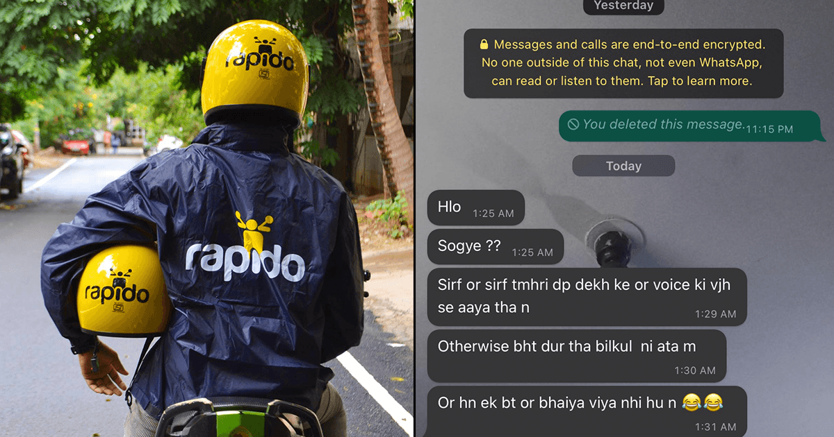 ‘सिर्फ़ तुम्हारी DP और आवाज़ की वजह से आया…’ Rapido ड्राइवर ने लड़की को किए कैसे-कैसे मैसेज
