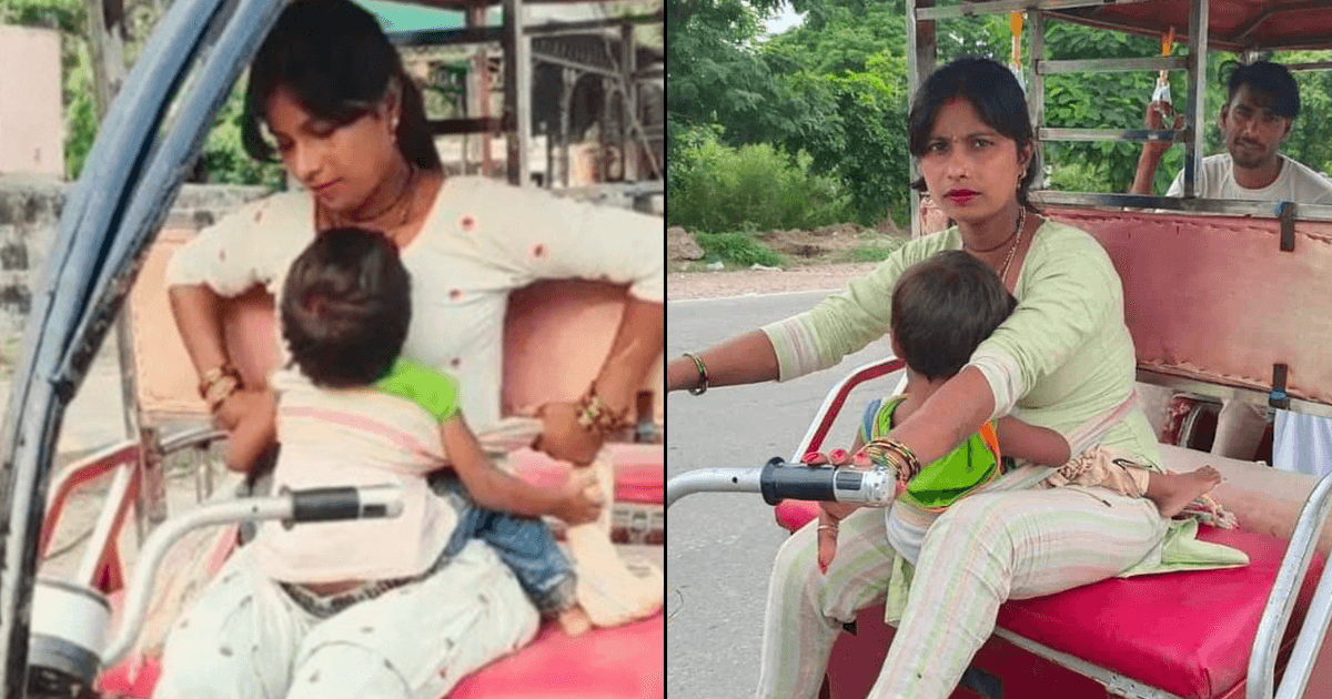 नशेड़ी पति ने ससुराल छुड़ाया, तानों ने मायका, दर्दभरी है बेटी को पेट से बांध रिक्शा चला रही मां की कहानी