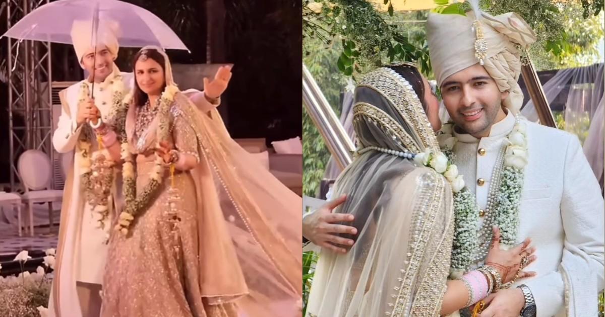 परिणीति चोपड़ा-राघव चड्ढा ने शादी में रॉयल तरीक़े से की थी एंट्री, देखें कपल का अनदेखा Wedding Album