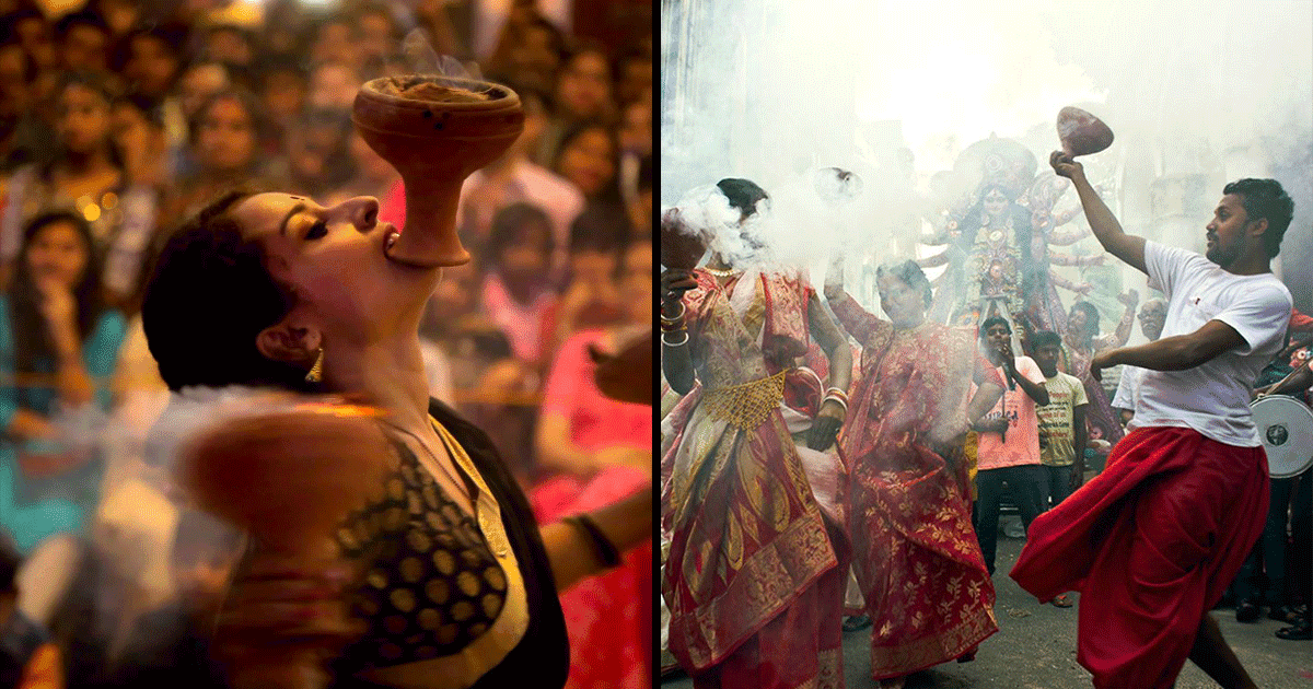 जानिए क्या होता है धुनुची नाच, 15 फ़ोटोज़ में देखिए मां दुर्गा को प्रसन्न करने वाले नृत्य की झलक